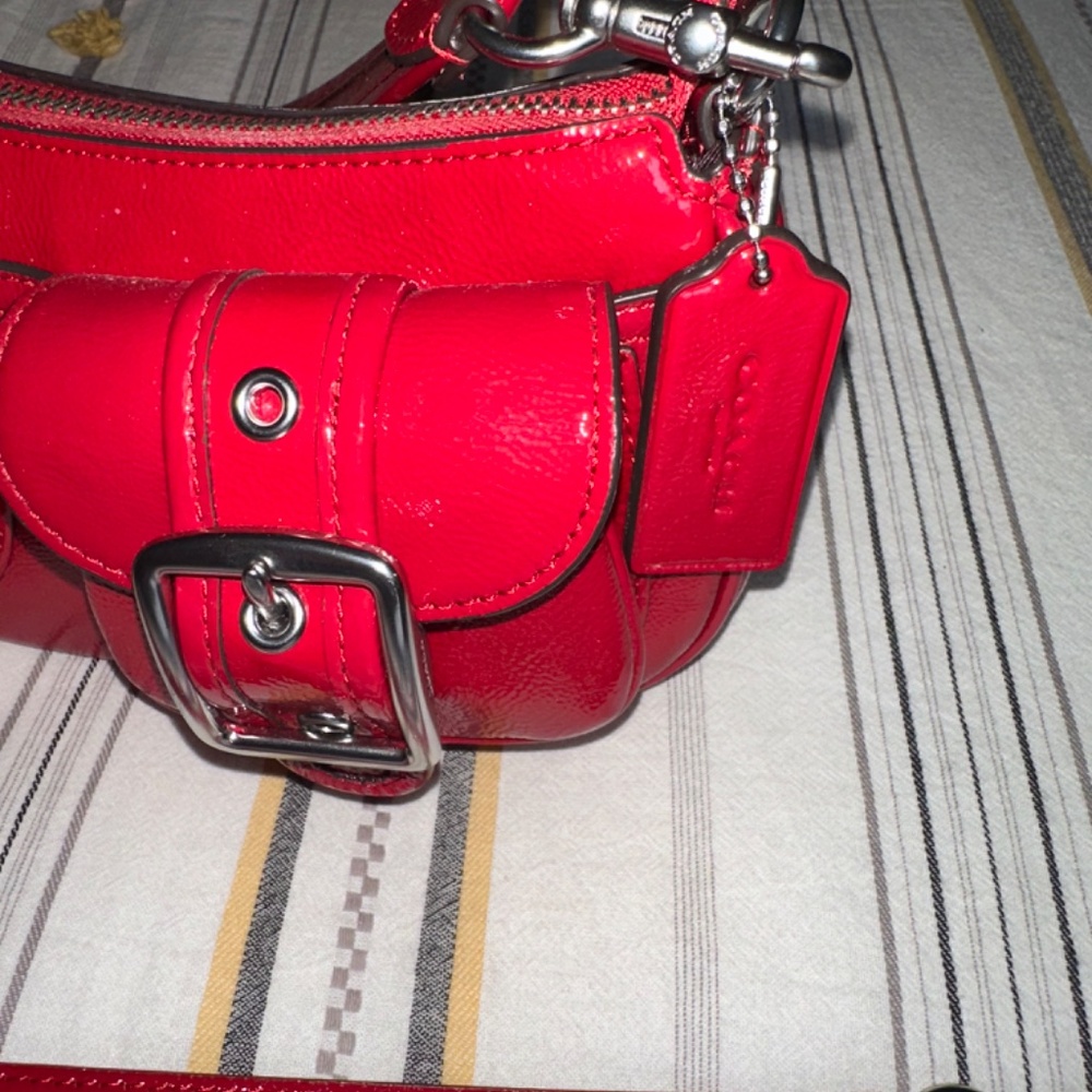 COACH Ashton Baguette Bag - Dark Cardinal/Silver - Picture 7 of 8